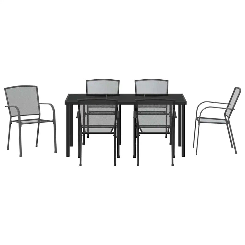 Garden Dining Set 7 pcs Anthracite Powder-Coated Steel