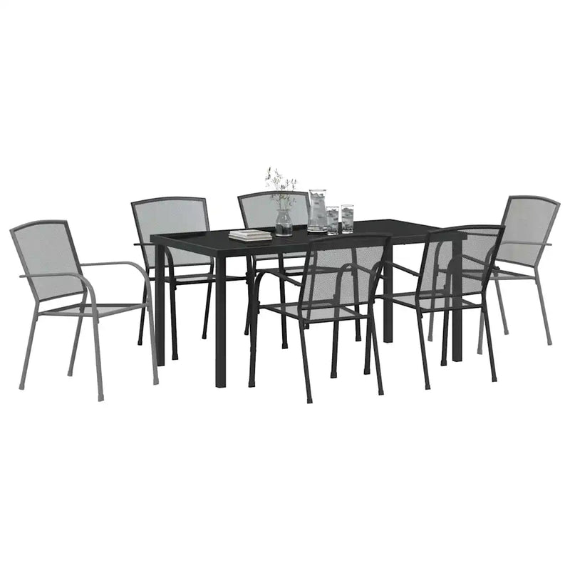 Garden Dining Set 7 pcs Anthracite Powder-Coated Steel