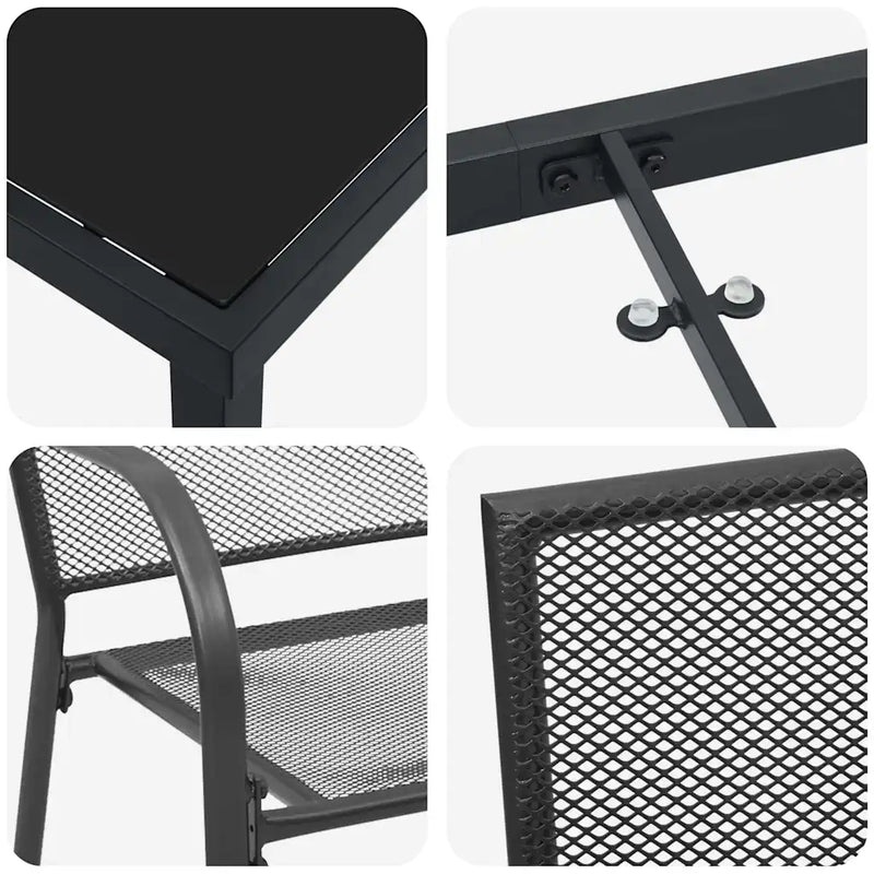 Garden Dining Set 7 pcs Anthracite Powder-Coated Steel