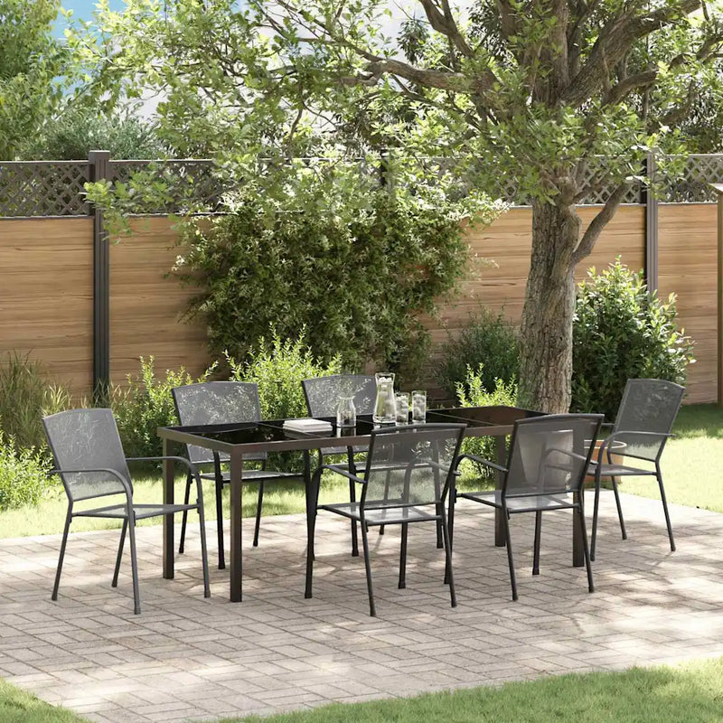 Garden Dining Set 7 pcs Anthracite Powder-Coated Steel