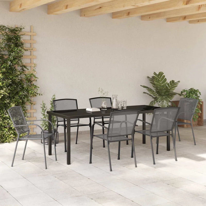 Garden Dining Set 7 pcs Anthracite Powder-Coated Steel