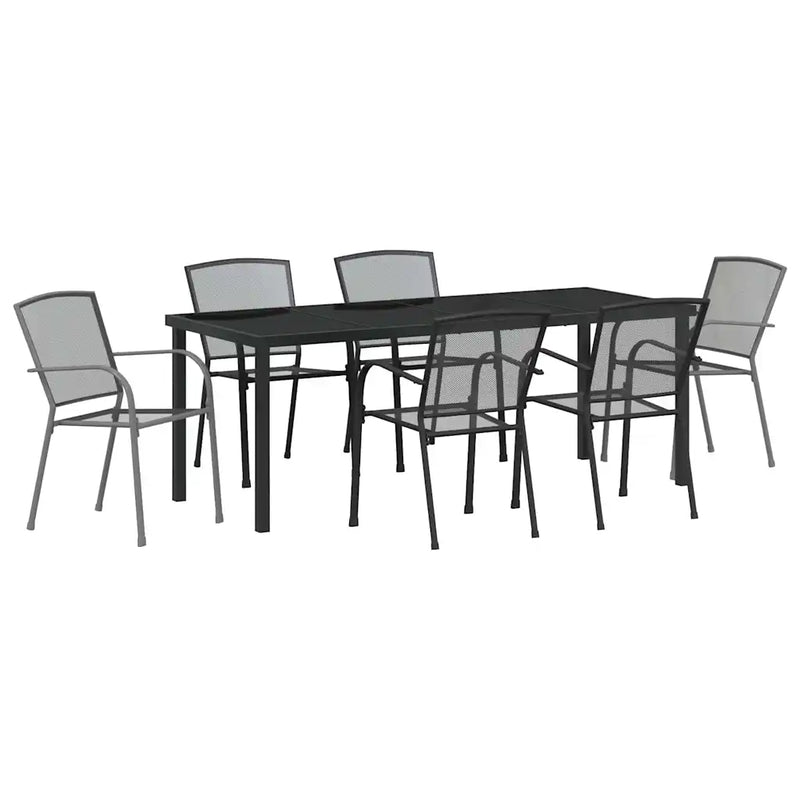 Garden Dining Set 7 pcs Anthracite Powder-Coated Steel