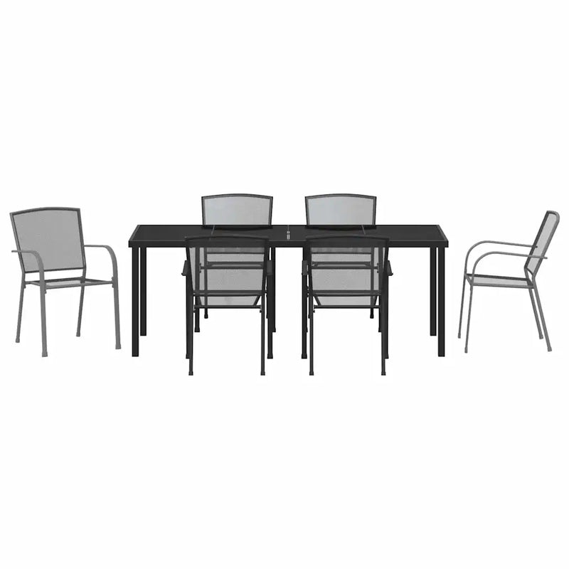 Garden Dining Set 7 pcs Anthracite Powder-Coated Steel