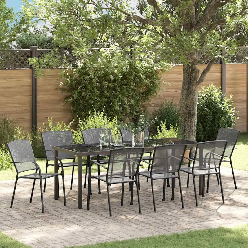 Garden Dining Set 9 pcs Anthracite Powder-Coated Steel