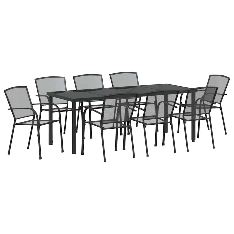Garden Dining Set 9 pcs Anthracite Powder-Coated Steel