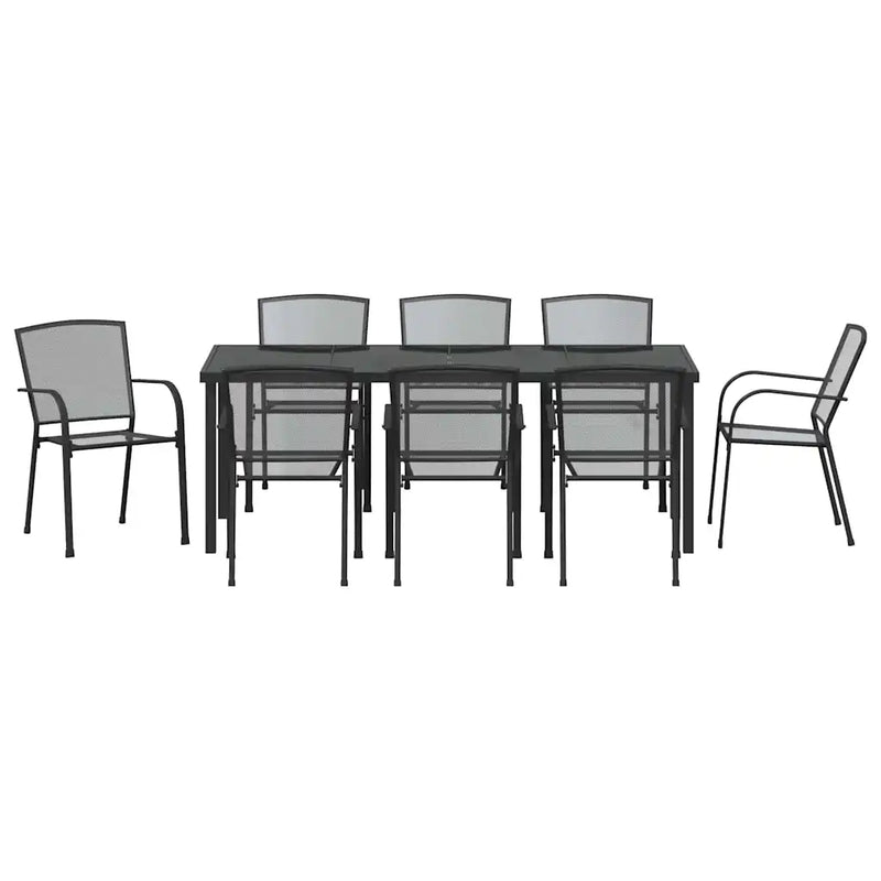 Garden Dining Set 9 pcs Anthracite Powder-Coated Steel