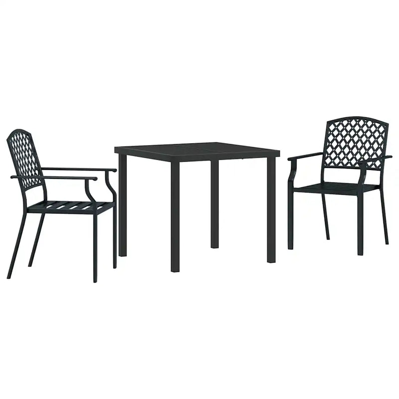 Garden Dining Set 3 pcs Anthracite Powder-Coated Steel