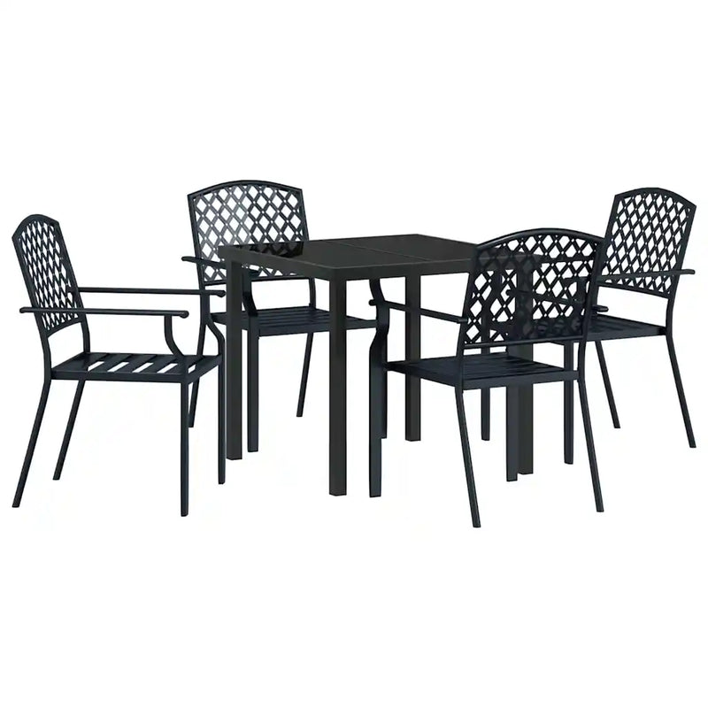 Garden Dining Set 5 pcs Anthracite Powder-Coated Steel