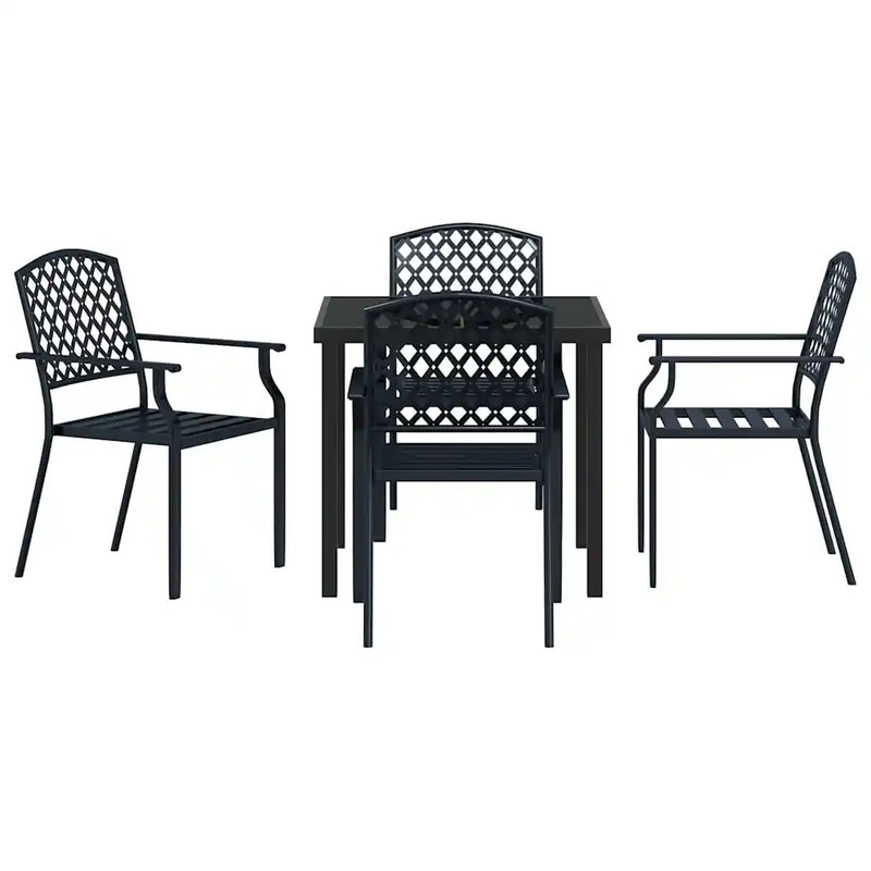 Garden Dining Set 5 pcs Anthracite Powder-Coated Steel