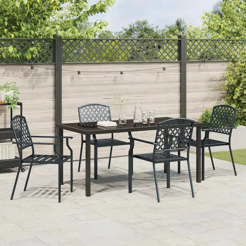 Garden Dining Set 5 pcs Anthracite Powder-Coated Steel