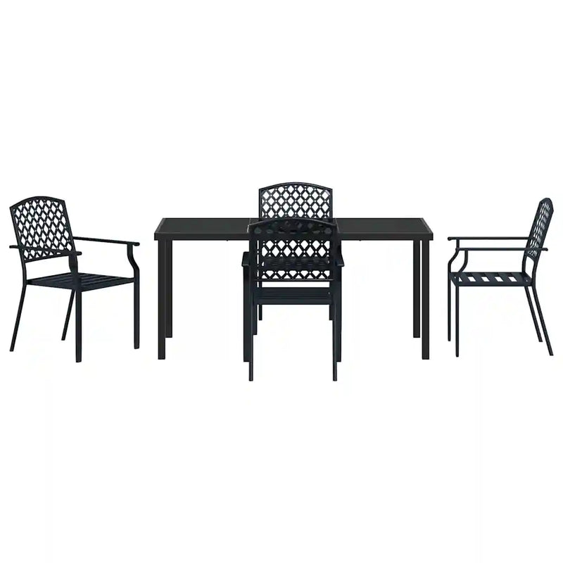 Garden Dining Set 5 pcs Anthracite Powder-Coated Steel