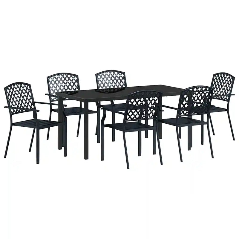 Garden Dining Set 7 pcs Anthracite Powder-Coated Steel