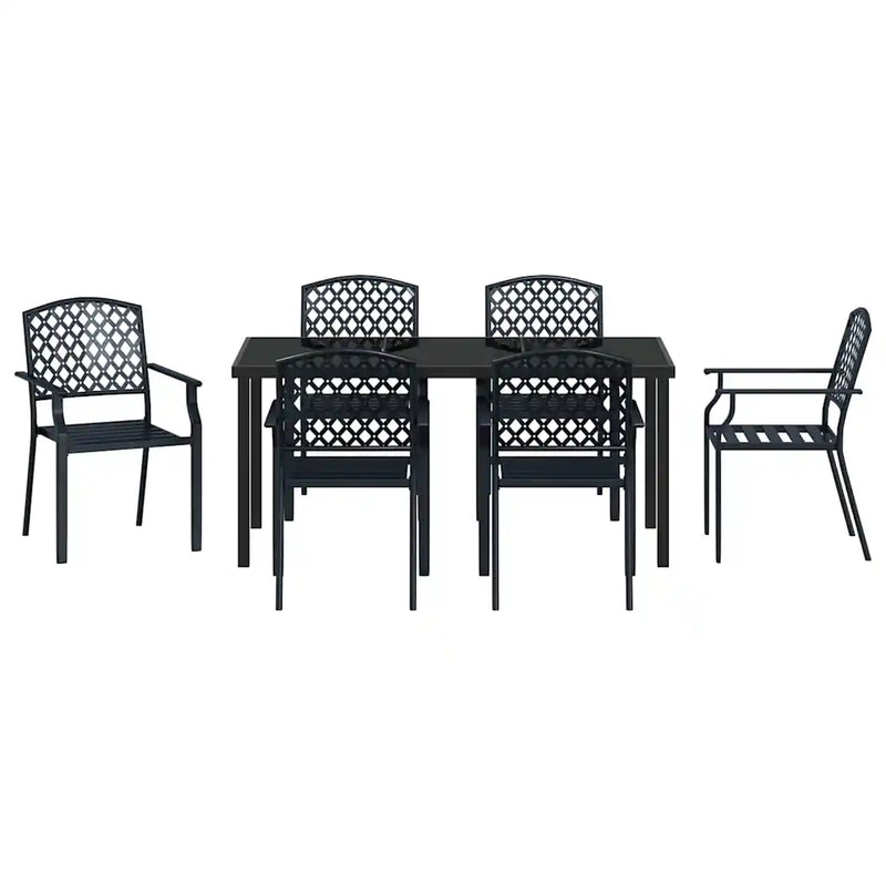 Garden Dining Set 7 pcs Anthracite Powder-Coated Steel