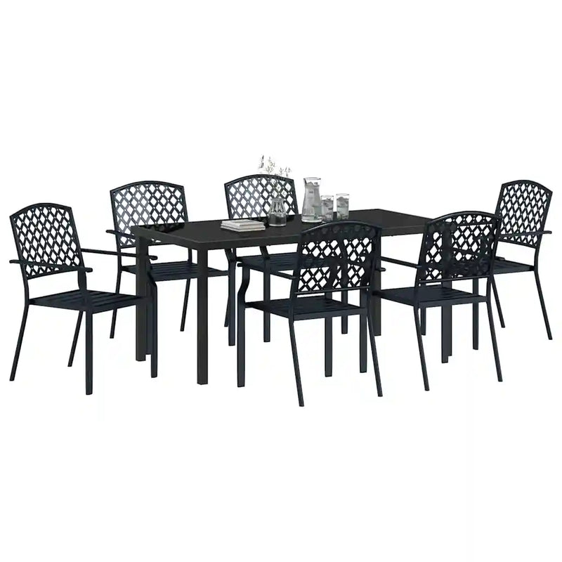 Garden Dining Set 7 pcs Anthracite Powder-Coated Steel