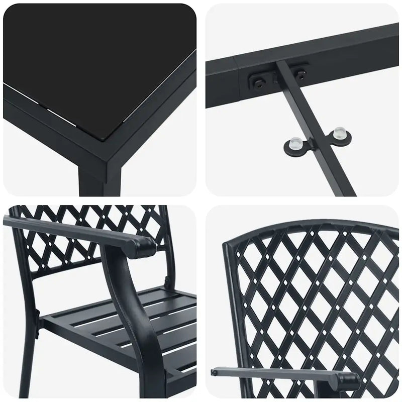 Garden Dining Set 7 pcs Anthracite Powder-Coated Steel