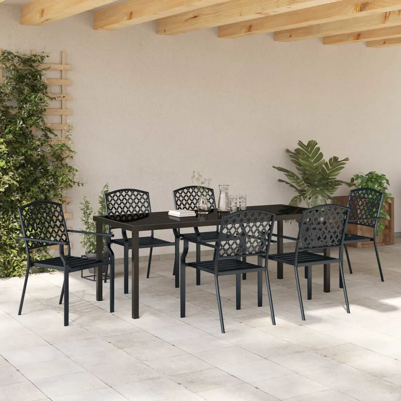 Garden Dining Set 7 pcs Anthracite Powder-Coated Steel
