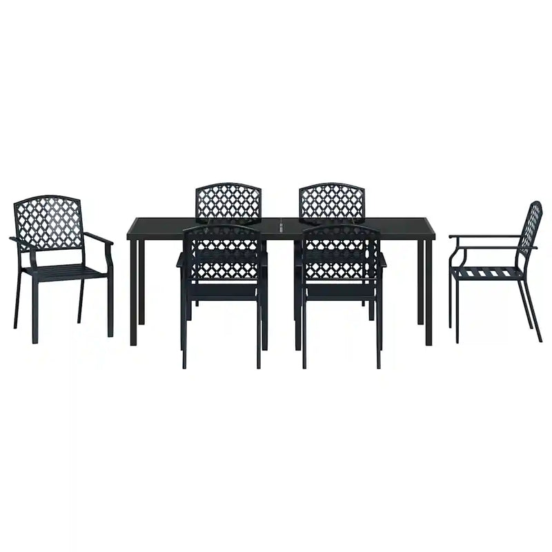 Garden Dining Set 7 pcs Anthracite Powder-Coated Steel