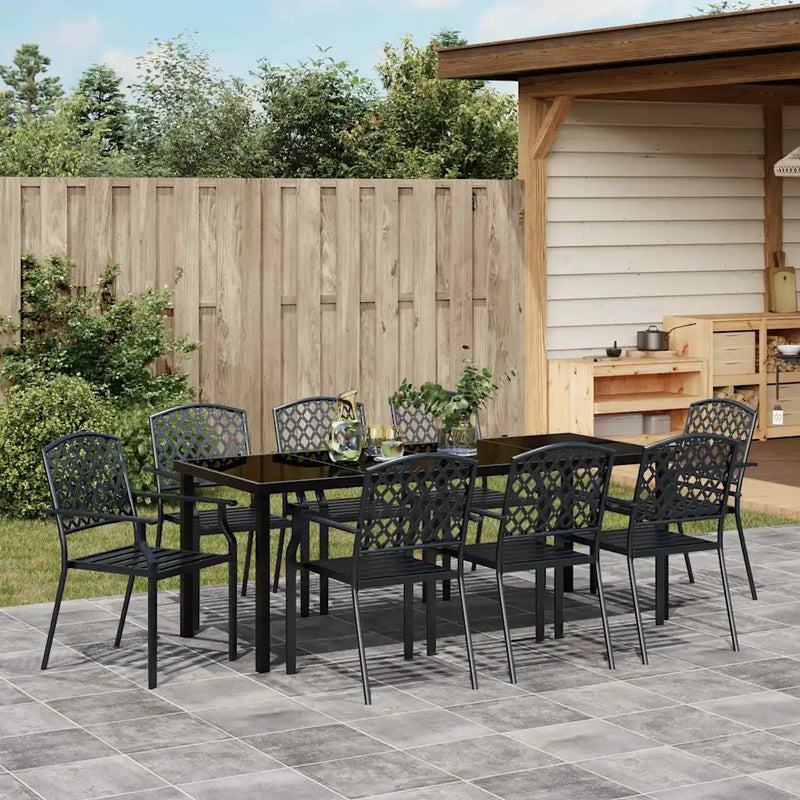 Garden Dining Set 9 pcs Anthracite Powder-Coated Steel