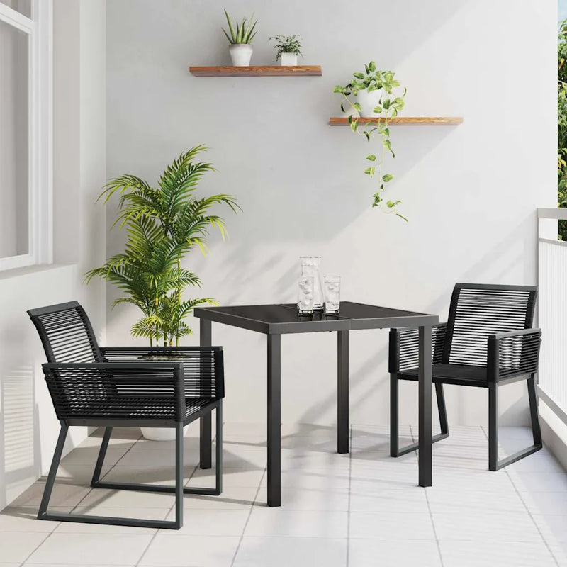 Garden Dining Set 3 pcs Black Powder-Coated Steel