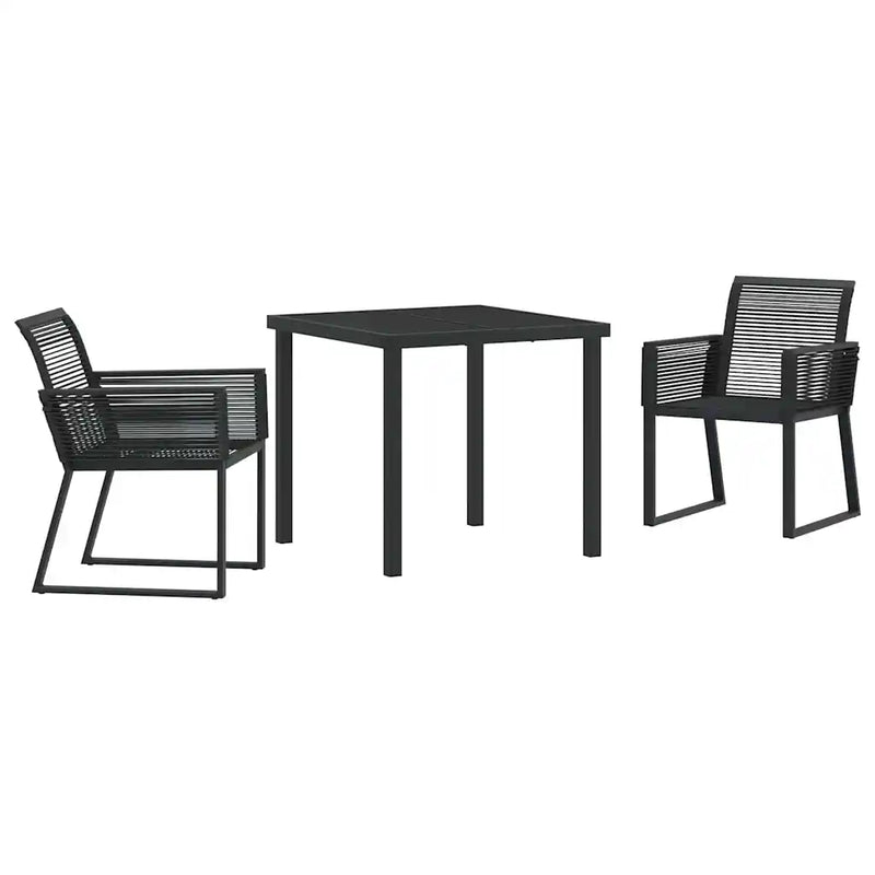 Garden Dining Set 3 pcs Black Powder-Coated Steel