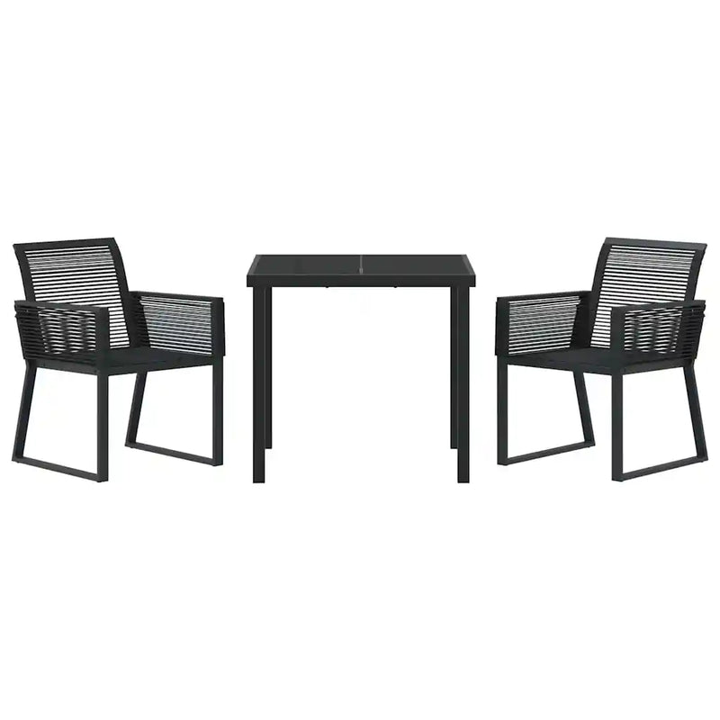 Garden Dining Set 3 pcs Black Powder-Coated Steel