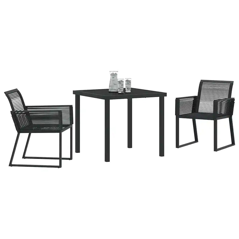 Garden Dining Set 3 pcs Black Powder-Coated Steel