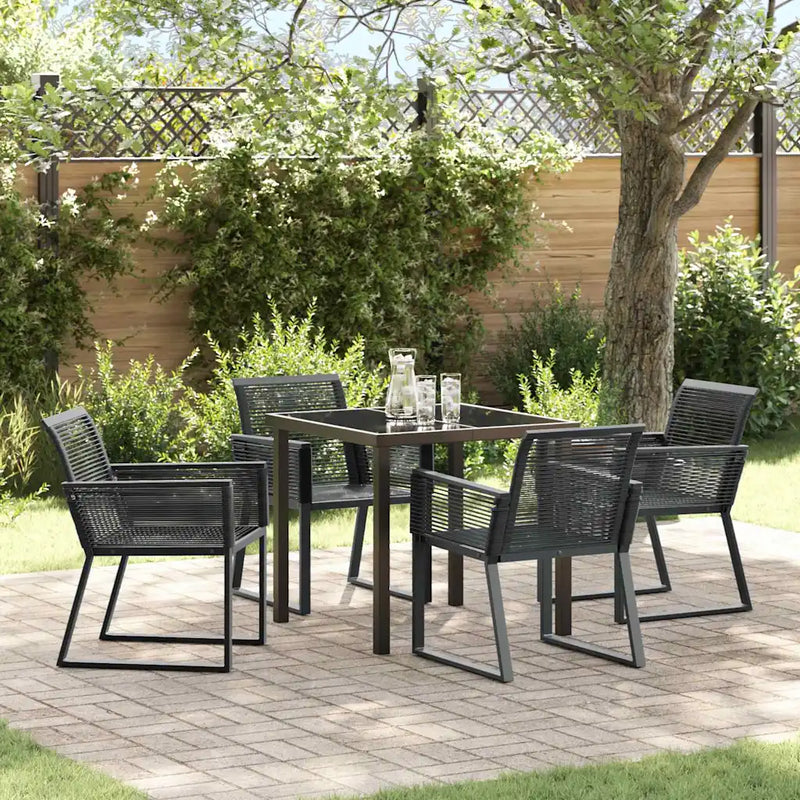 Garden Dining Set 5 pcs Black Powder-Coated Steel