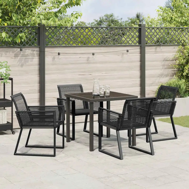 Garden Dining Set 5 pcs Black Powder-Coated Steel