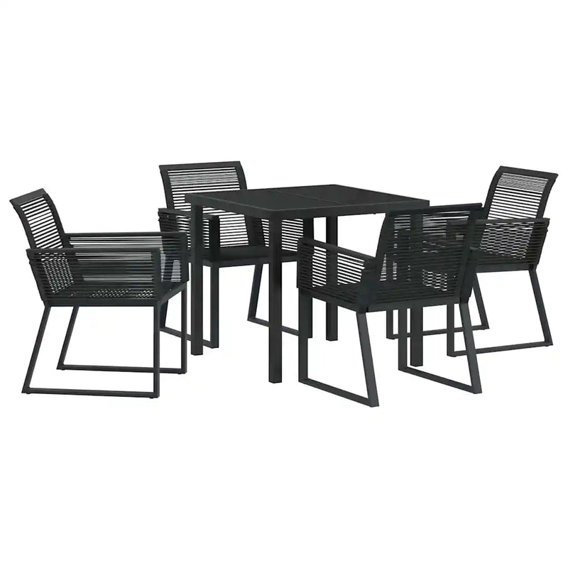 Garden Dining Set 5 pcs Black Powder-Coated Steel