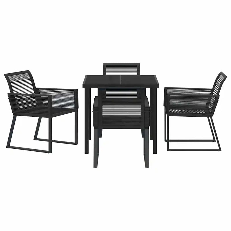 Garden Dining Set 5 pcs Black Powder-Coated Steel