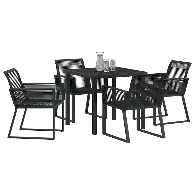 Garden Dining Set 5 pcs Black Powder-Coated Steel