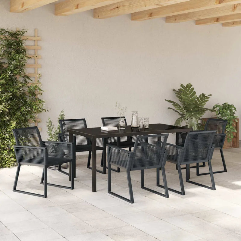 Garden Dining Set 7 pcs Black Powder-Coated Steel