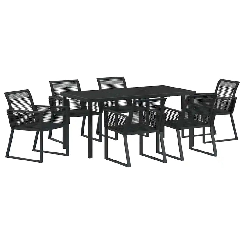 Garden Dining Set 7 pcs Black Powder-Coated Steel