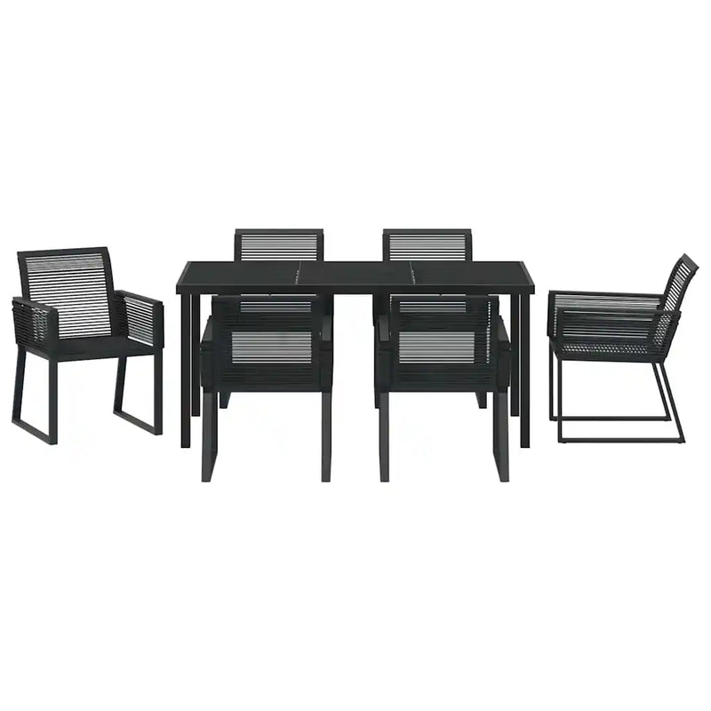 Garden Dining Set 7 pcs Black Powder-Coated Steel