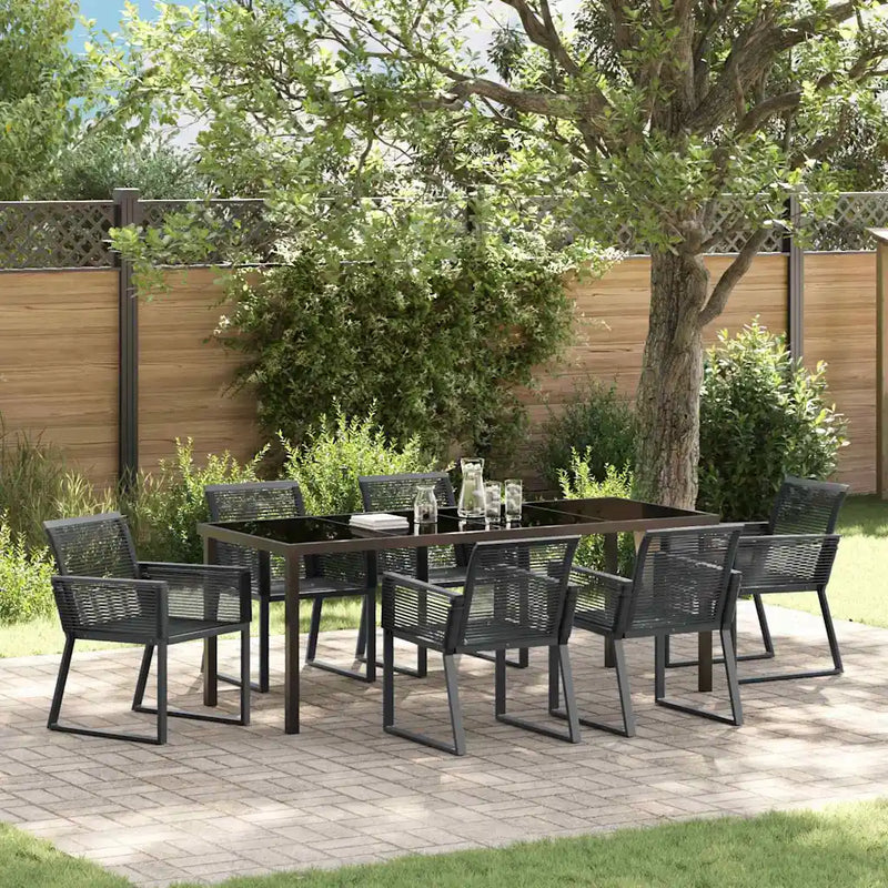 Garden Dining Set 7 pcs Black Powder-Coated Steel