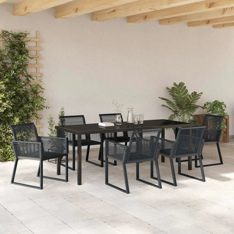 Garden Dining Set 7 pcs Black Powder-Coated Steel