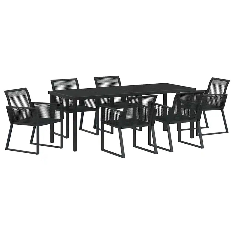 Garden Dining Set 7 pcs Black Powder-Coated Steel