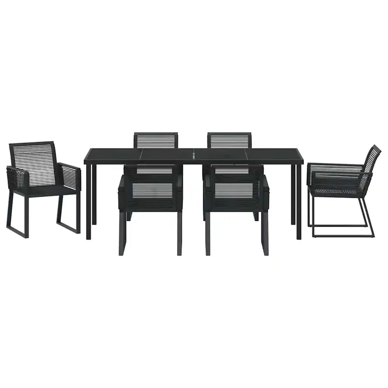 Garden Dining Set 7 pcs Black Powder-Coated Steel