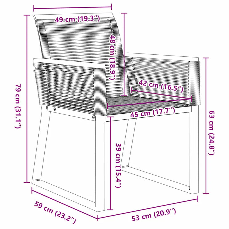 Garden Dining Set 7 pcs Black Powder-Coated Steel