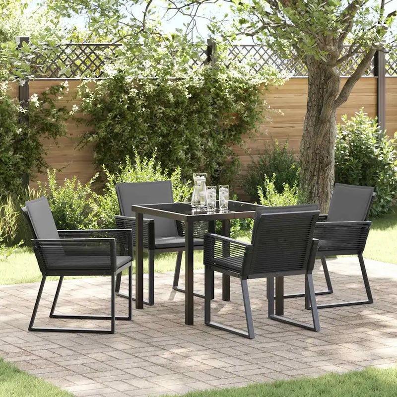 Garden Dining Set 5 pcs Black Powder-Coated Steel