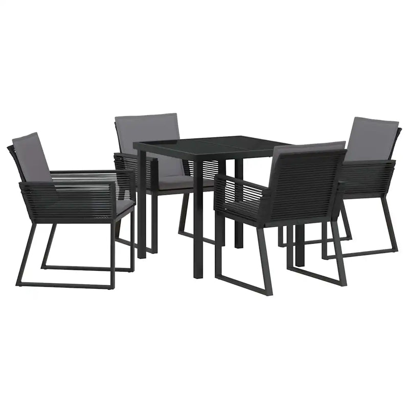 Garden Dining Set 5 pcs Black Powder-Coated Steel