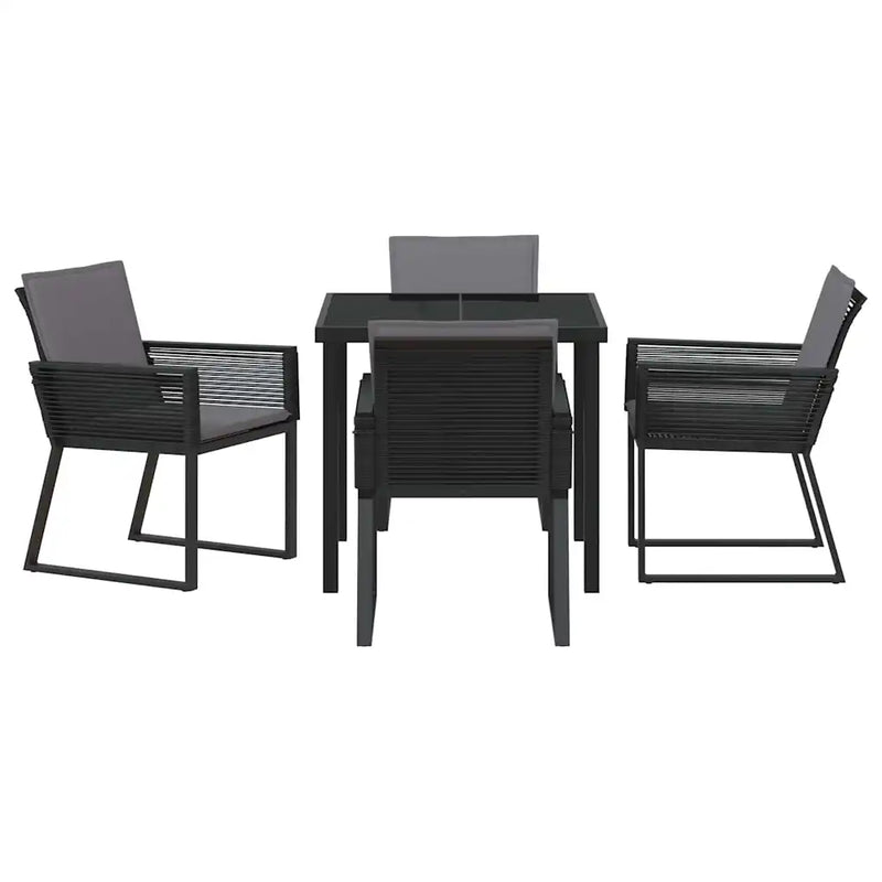 Garden Dining Set 5 pcs Black Powder-Coated Steel
