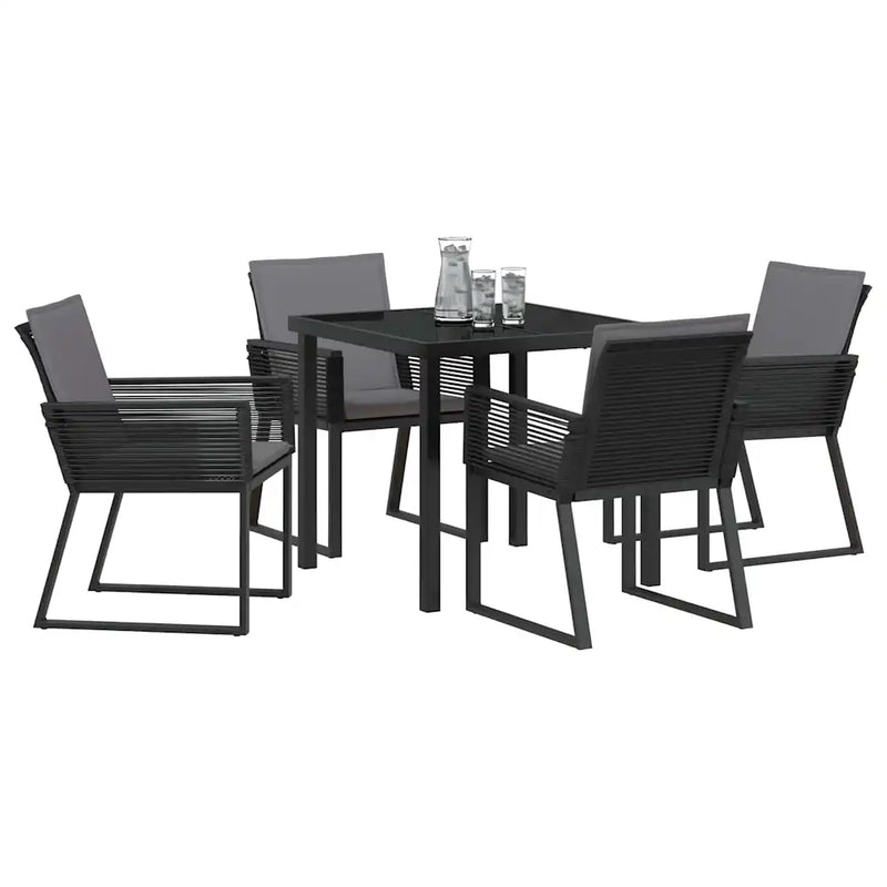 Garden Dining Set 5 pcs Black Powder-Coated Steel