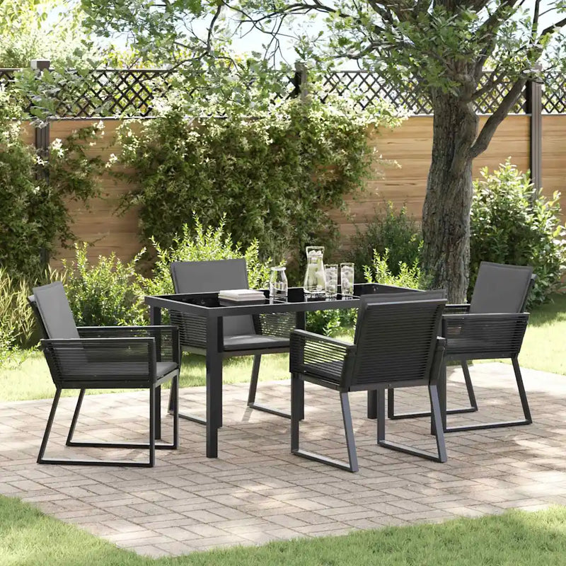 Garden Dining Set 5 pcs Black Powder-Coated Steel