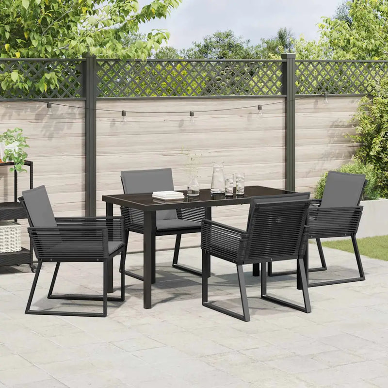Garden Dining Set 5 pcs Black Powder-Coated Steel