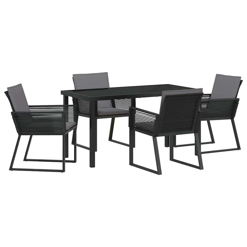 Garden Dining Set 5 pcs Black Powder-Coated Steel