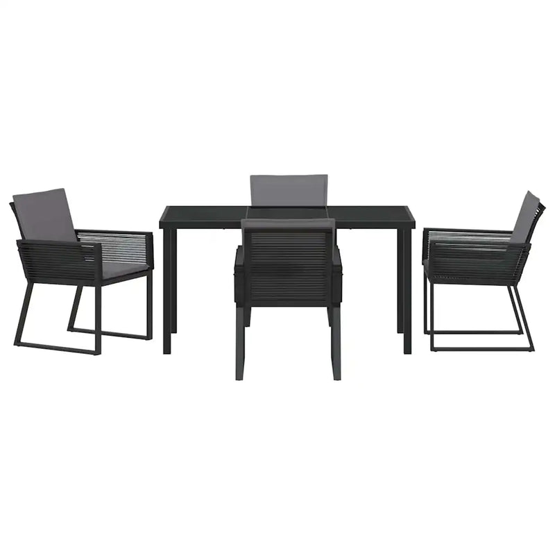 Garden Dining Set 5 pcs Black Powder-Coated Steel