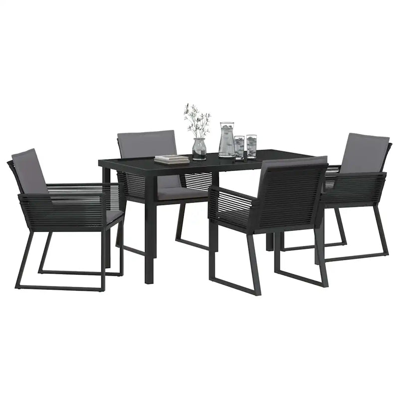 Garden Dining Set 5 pcs Black Powder-Coated Steel