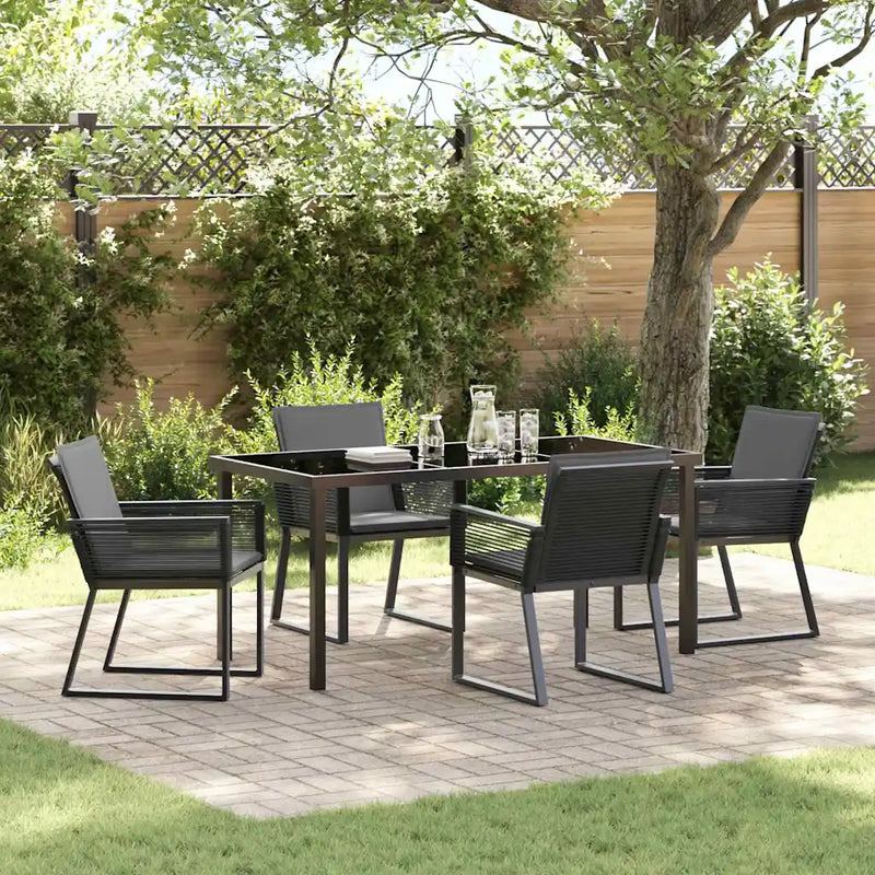 Garden Dining Set 5 pcs Black Powder-Coated Steel