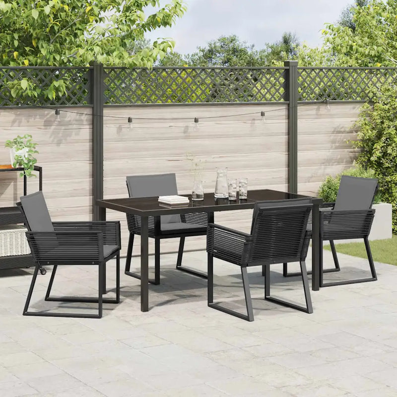Garden Dining Set 5 pcs Black Powder-Coated Steel